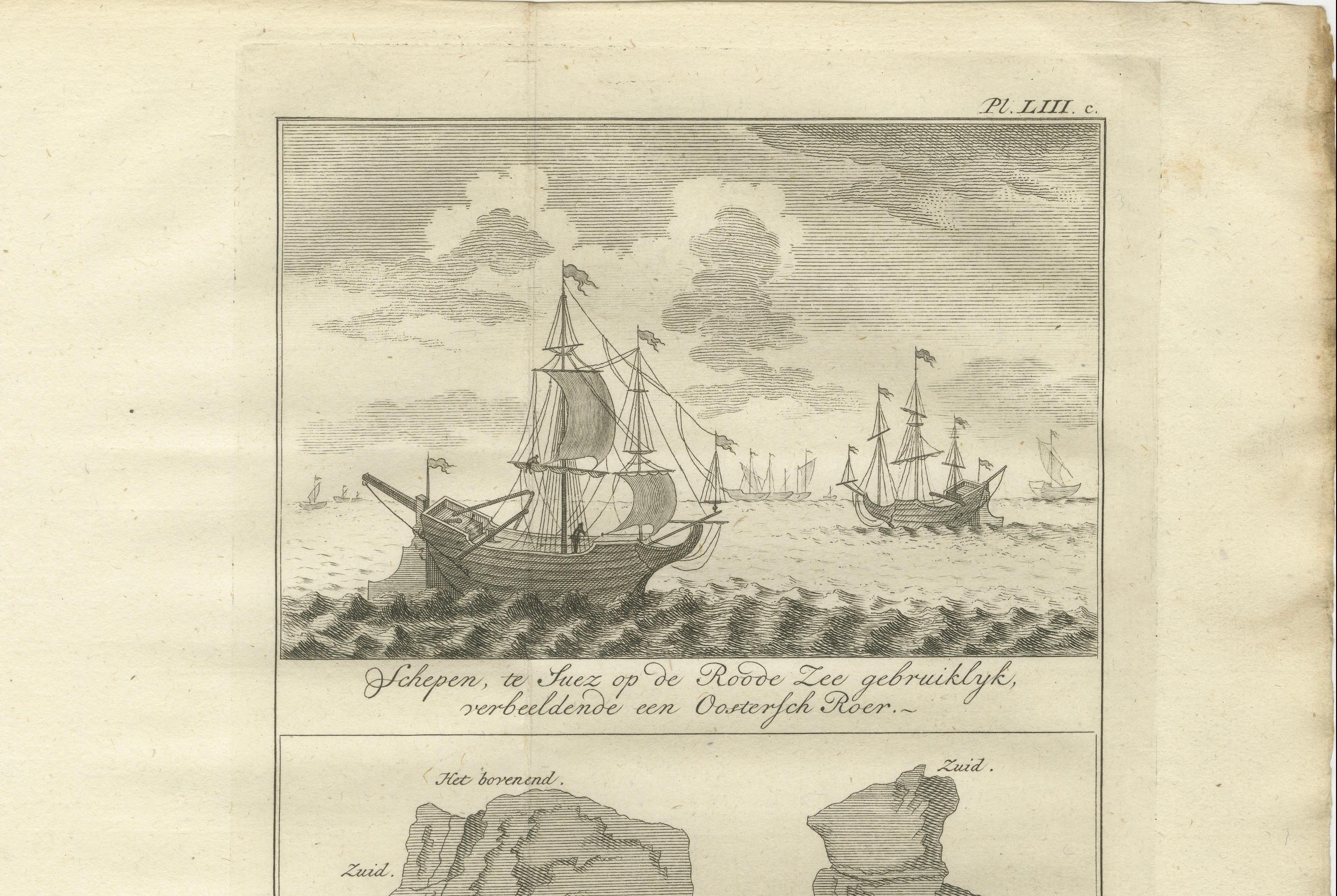 Barcos en el Mar Rojo y la Roca de Refidim - Grabado bíblico holandés c.1776

Descripción:
Este intrigante grabado antiguo de finales del siglo XVIII presenta dos escenas distintas, aunque conectadas temáticamente, de interés bíblico e histórico. La