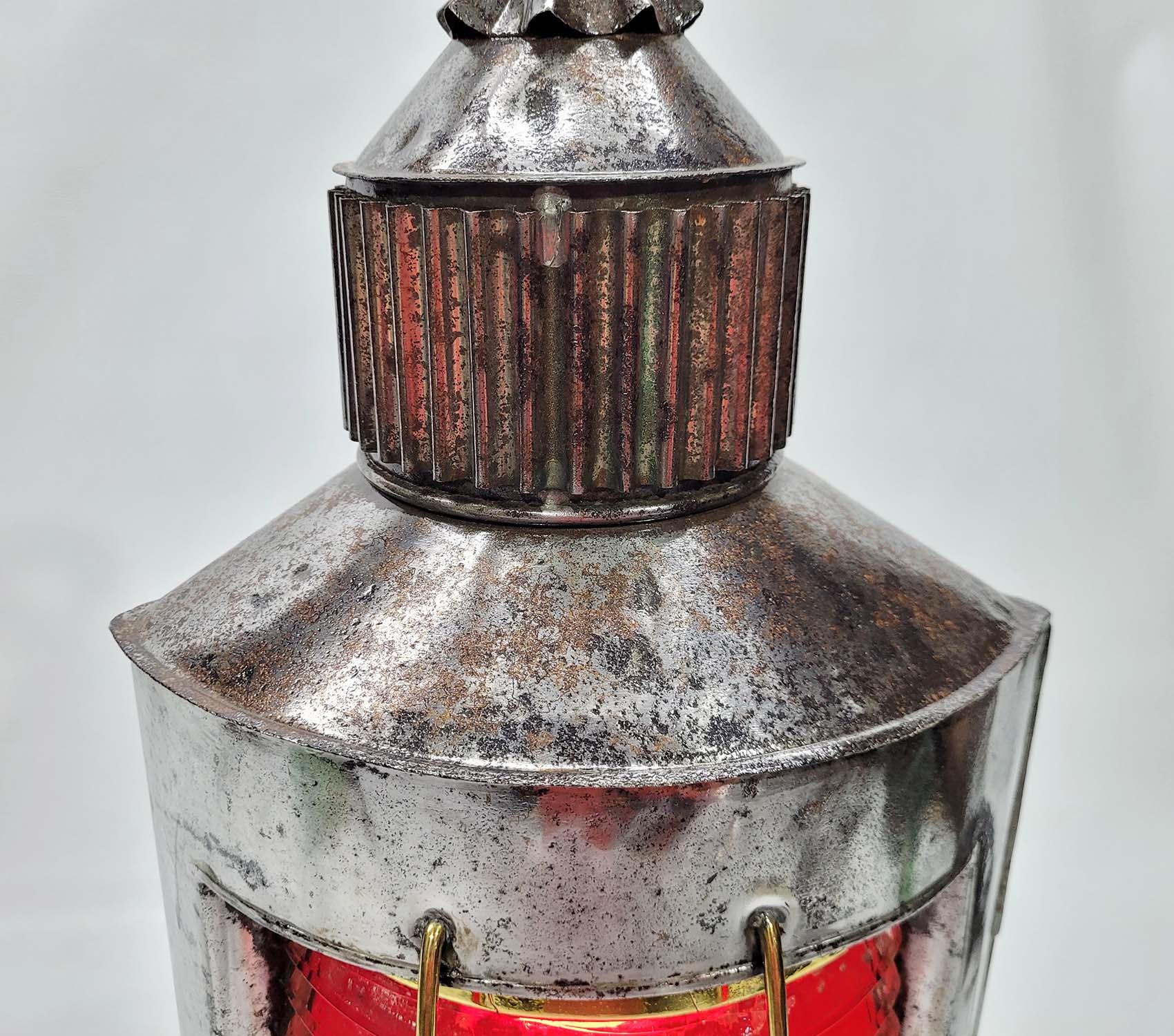 Steel Ships Port Lantern by Peter Gray of Boston For Sale