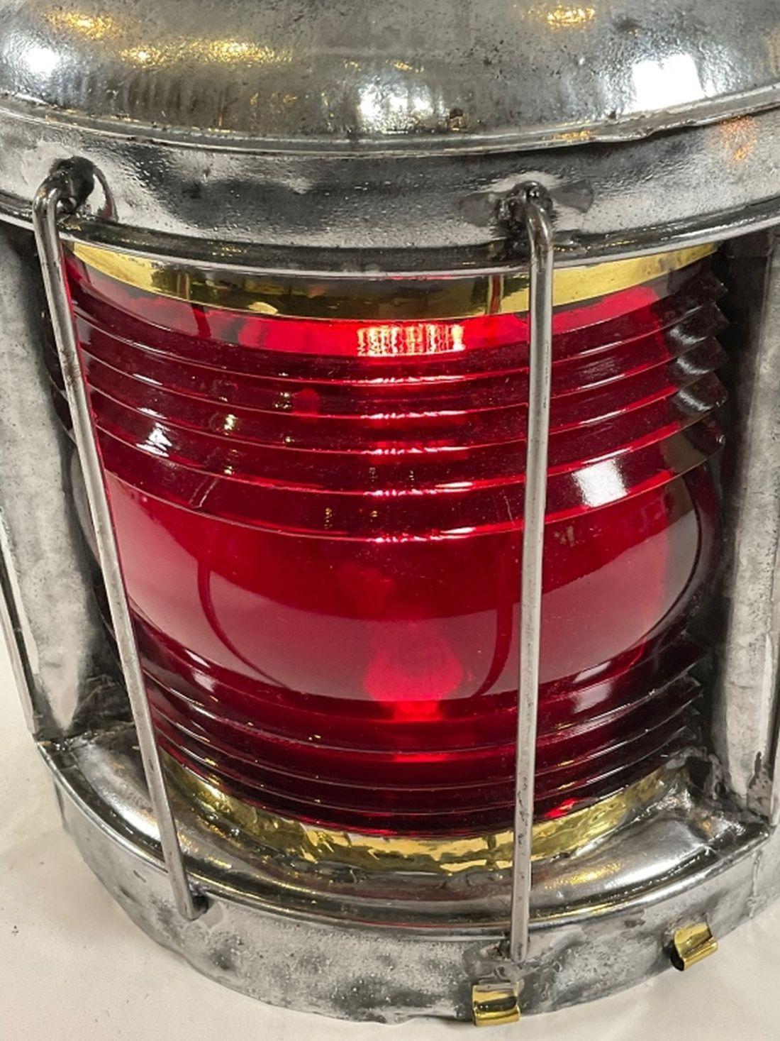 North American Ships Port Lantern with Fresnel Lens For Sale