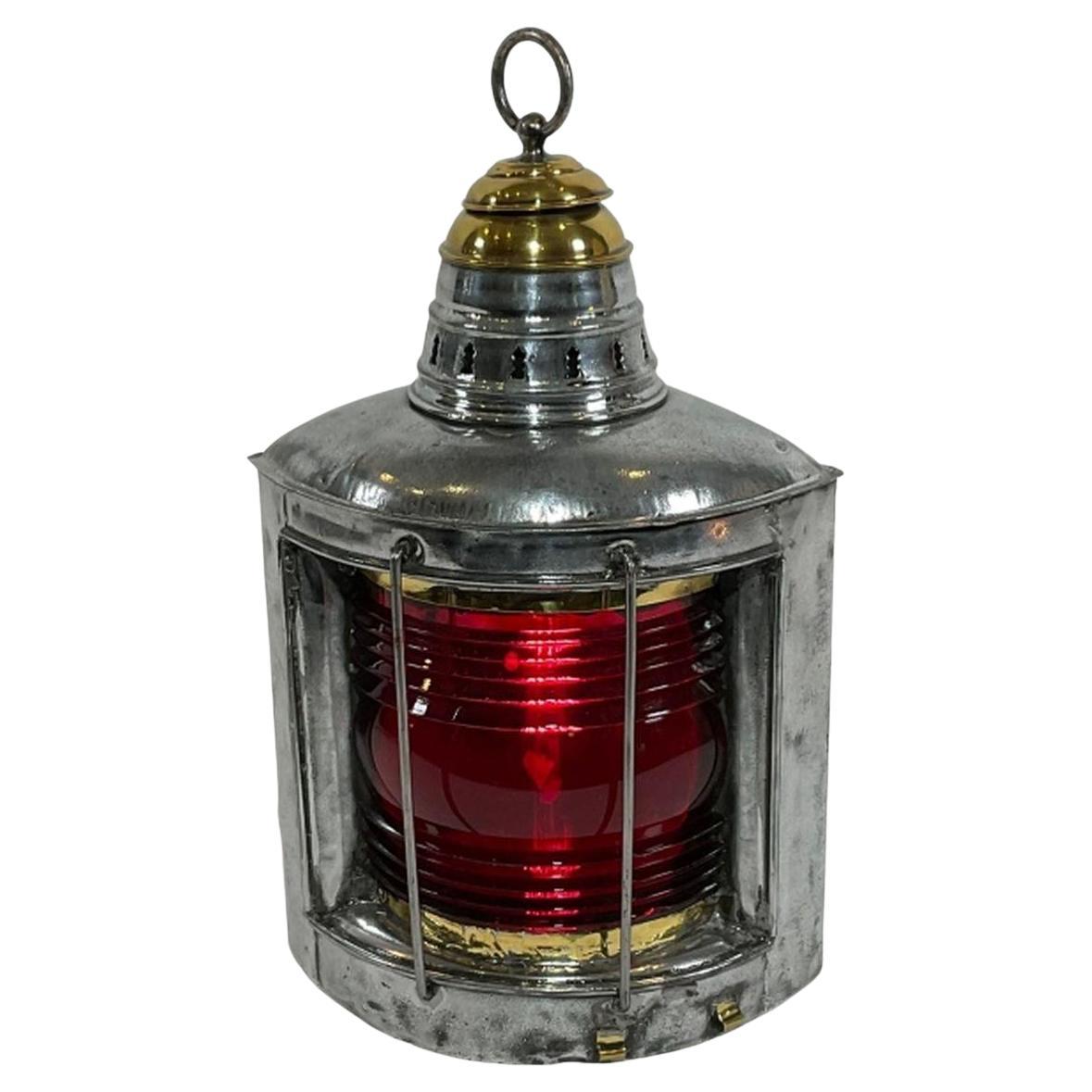 Ships Port Lantern with Fresnel Lens For Sale