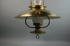 Ships Pull Down Pendant with White Hurricane Glass 1950