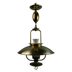 Ships Pull Down Pendant with White Hurricane Glass 1950