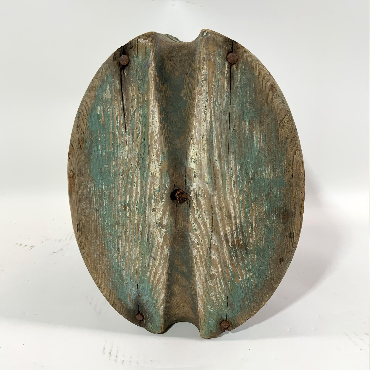 Mid-19th Century Ships Pulley with Three Wood Sheaves For Sale