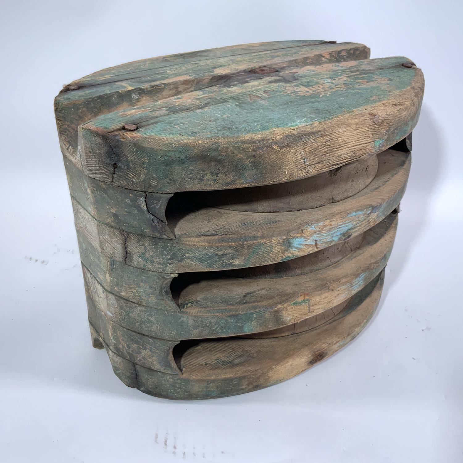Polea para barcos con tres poleas de madera en venta 2