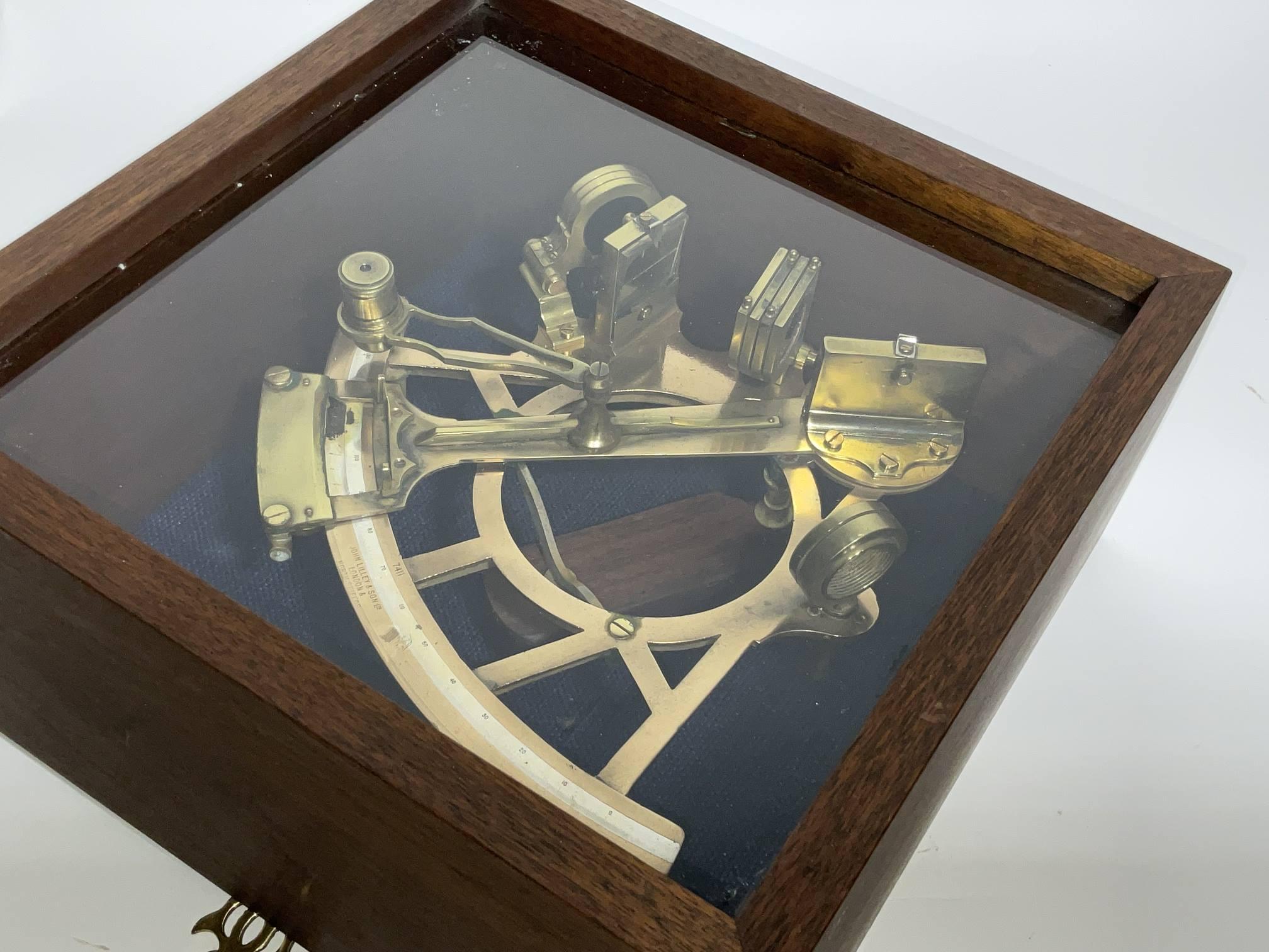 Mid-20th Century Ships Sextant in a custom Mahogany Wall Box