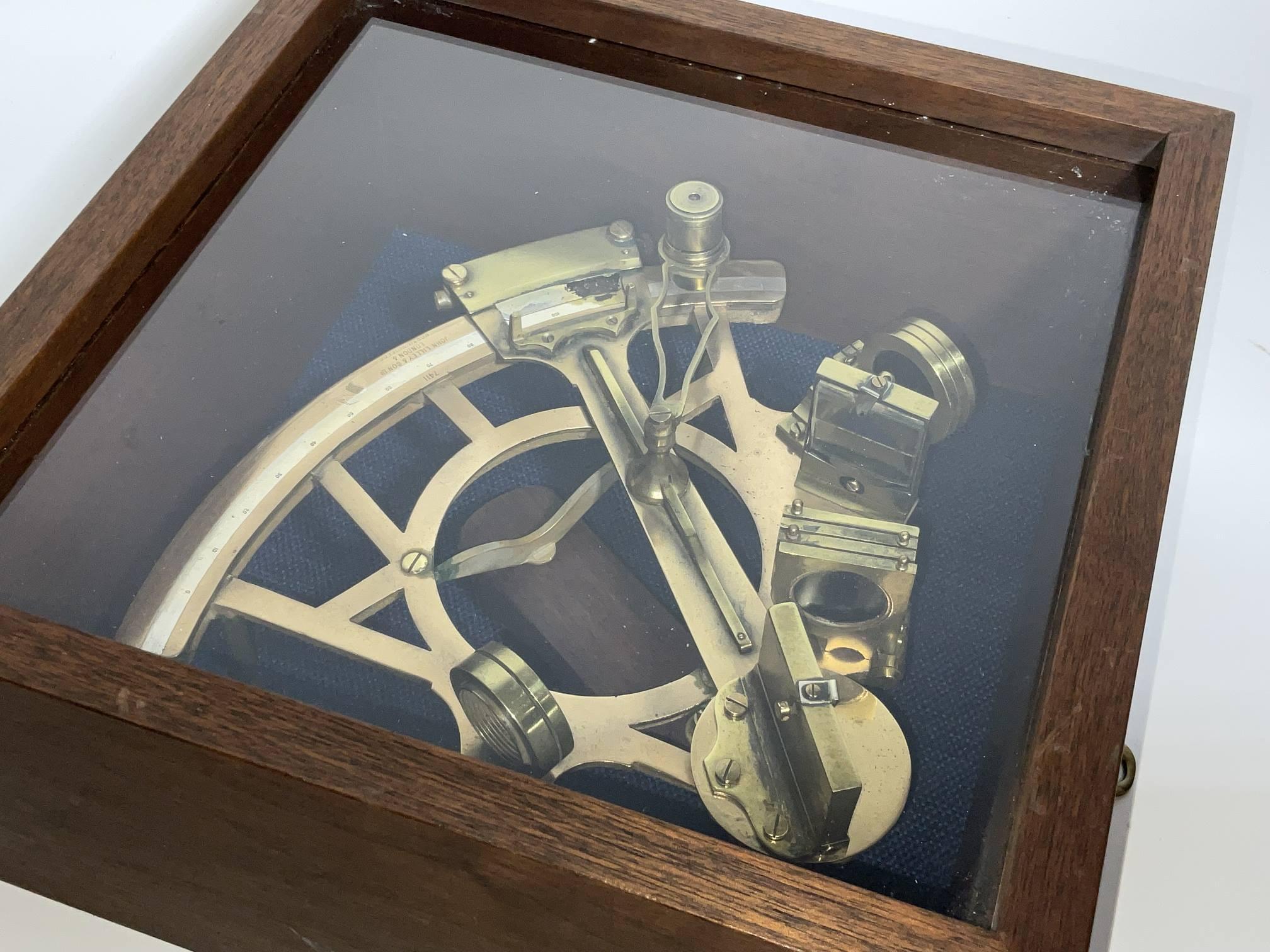 Brass Ships Sextant in a custom Mahogany Wall Box
