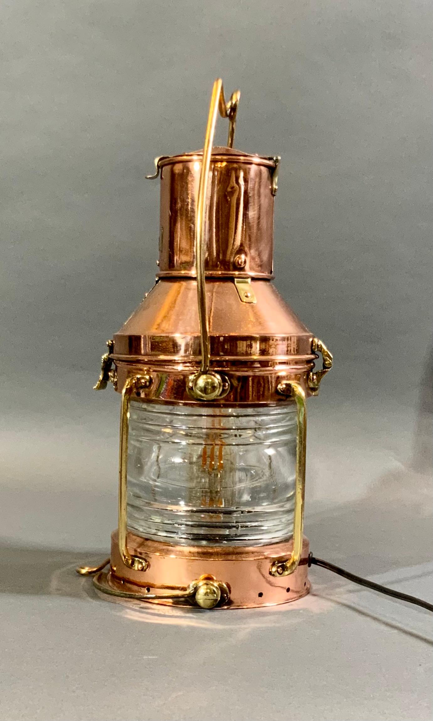 Ships Solid Copper Anchor Lantern, Circa 1920 For Sale 1