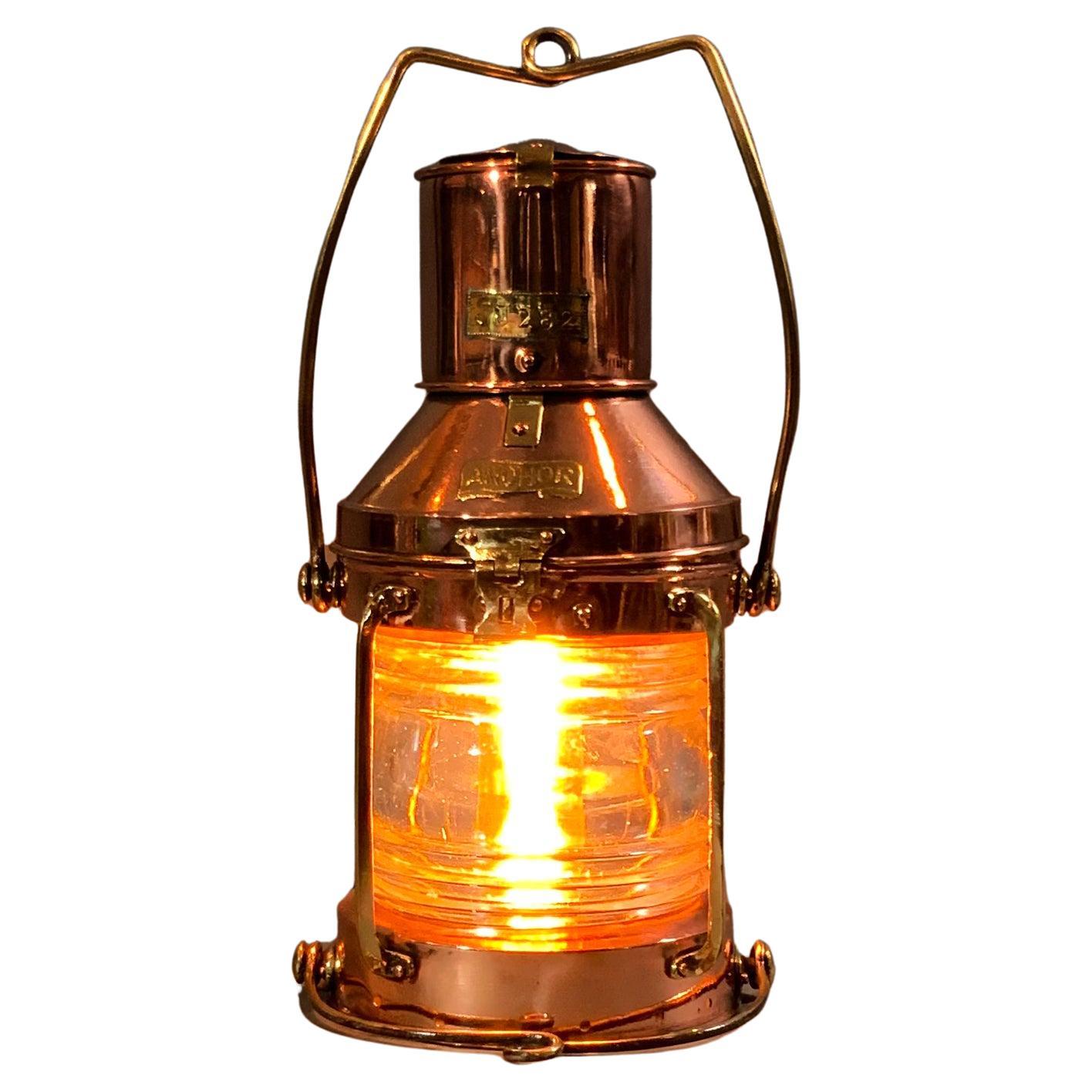 Ships Solid Copper Anchor Lantern, Circa 1920 For Sale