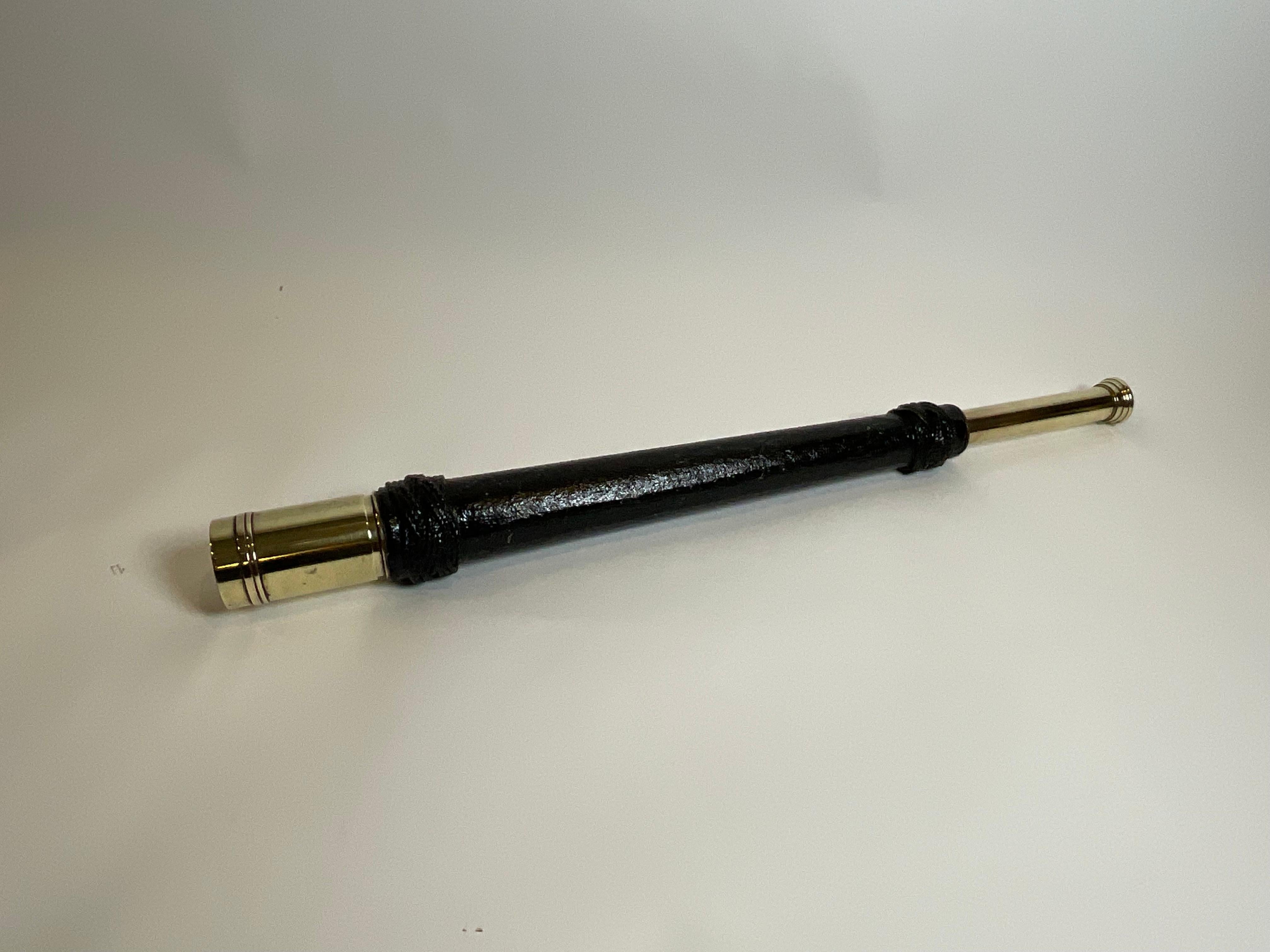 Ships Spyglass Telescope with Rope Cover In Good Condition For Sale In Norwell, MA