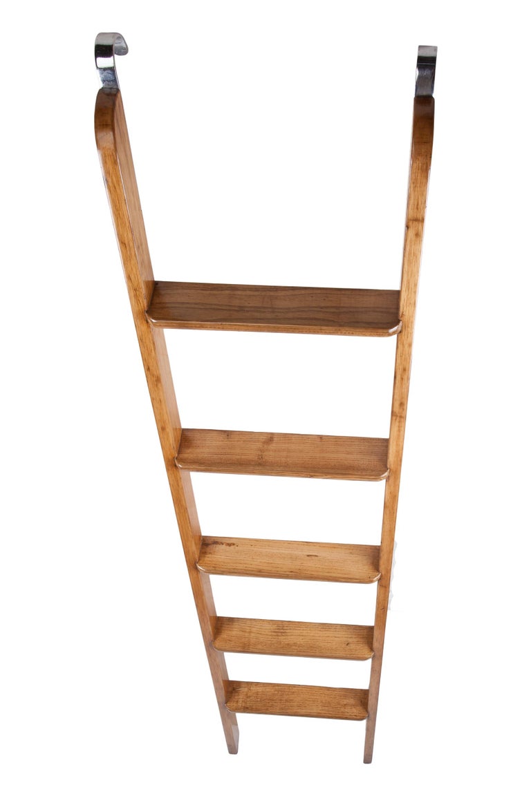 Ship's Teak and Chrome Bunk Ladder, 1970s For Sale at 1stdibs