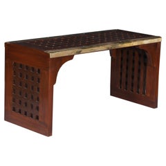 Vintage Ship
s Teak Decking with Brass Edges, Converted to Coffee Table or Bench