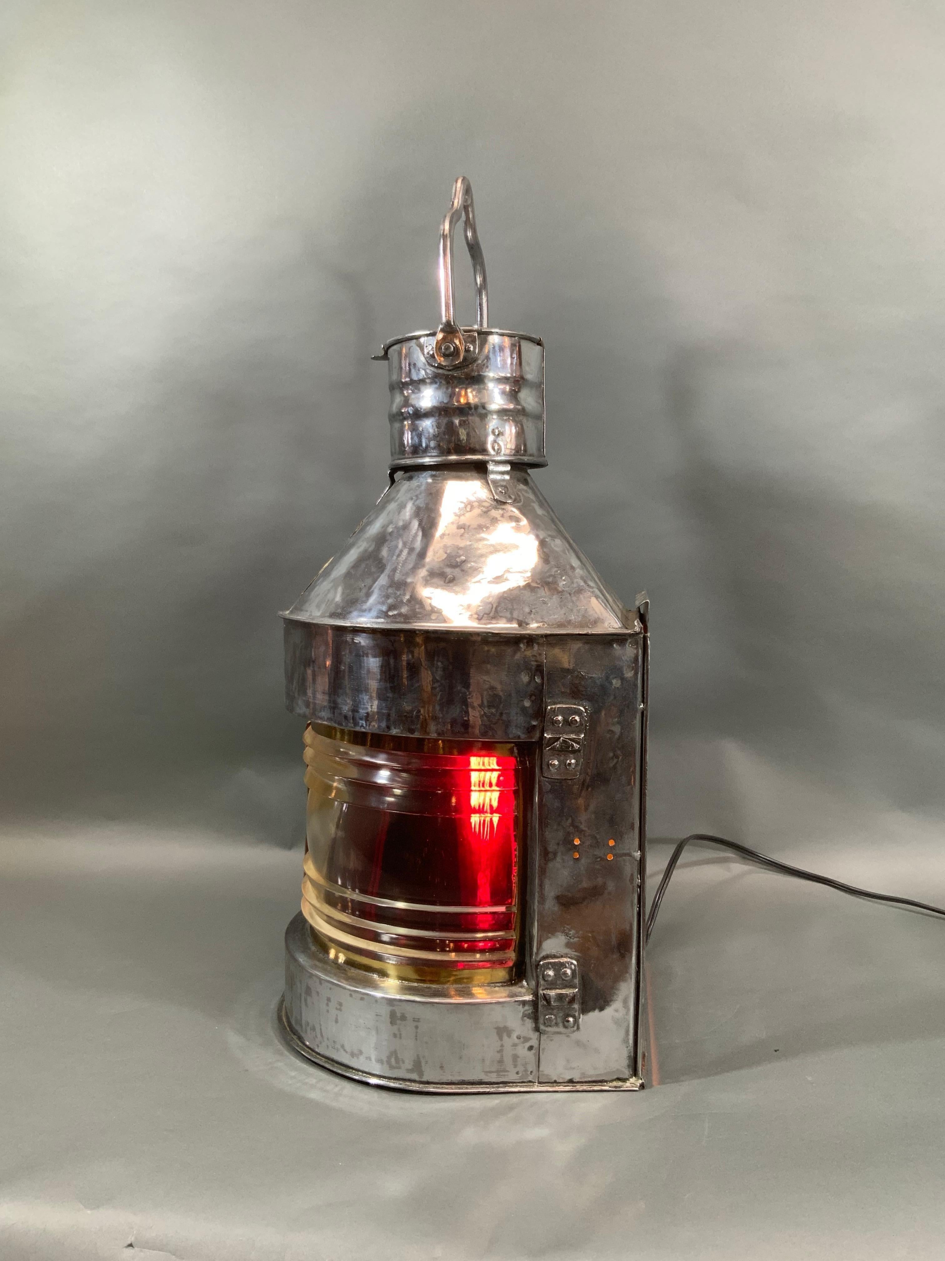 Mid-20th Century Ship's Trawling Lantern with Red and Blue Filters by Meteorite 