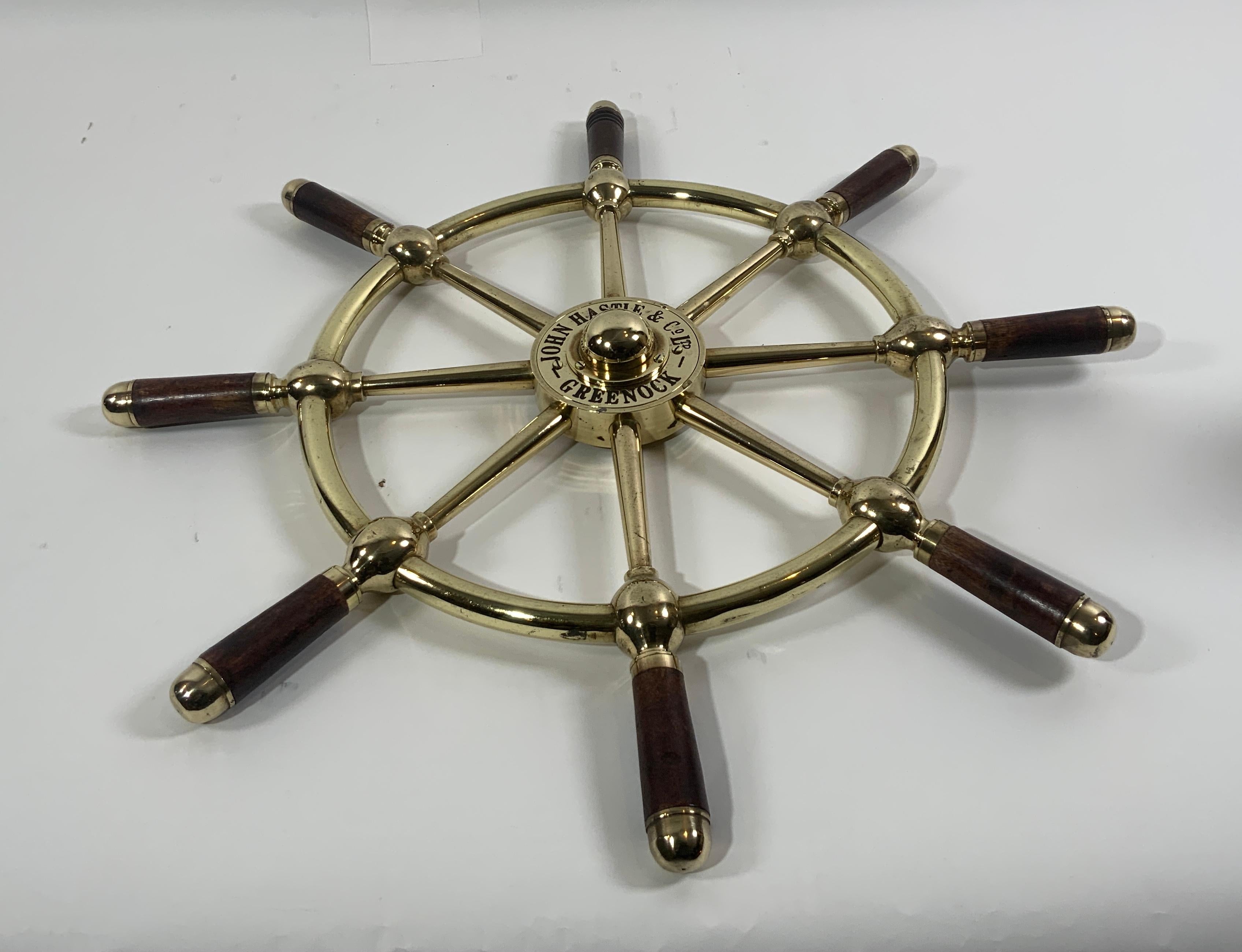 Brass Ships Wheel by John Hastie of Greenock For Sale
