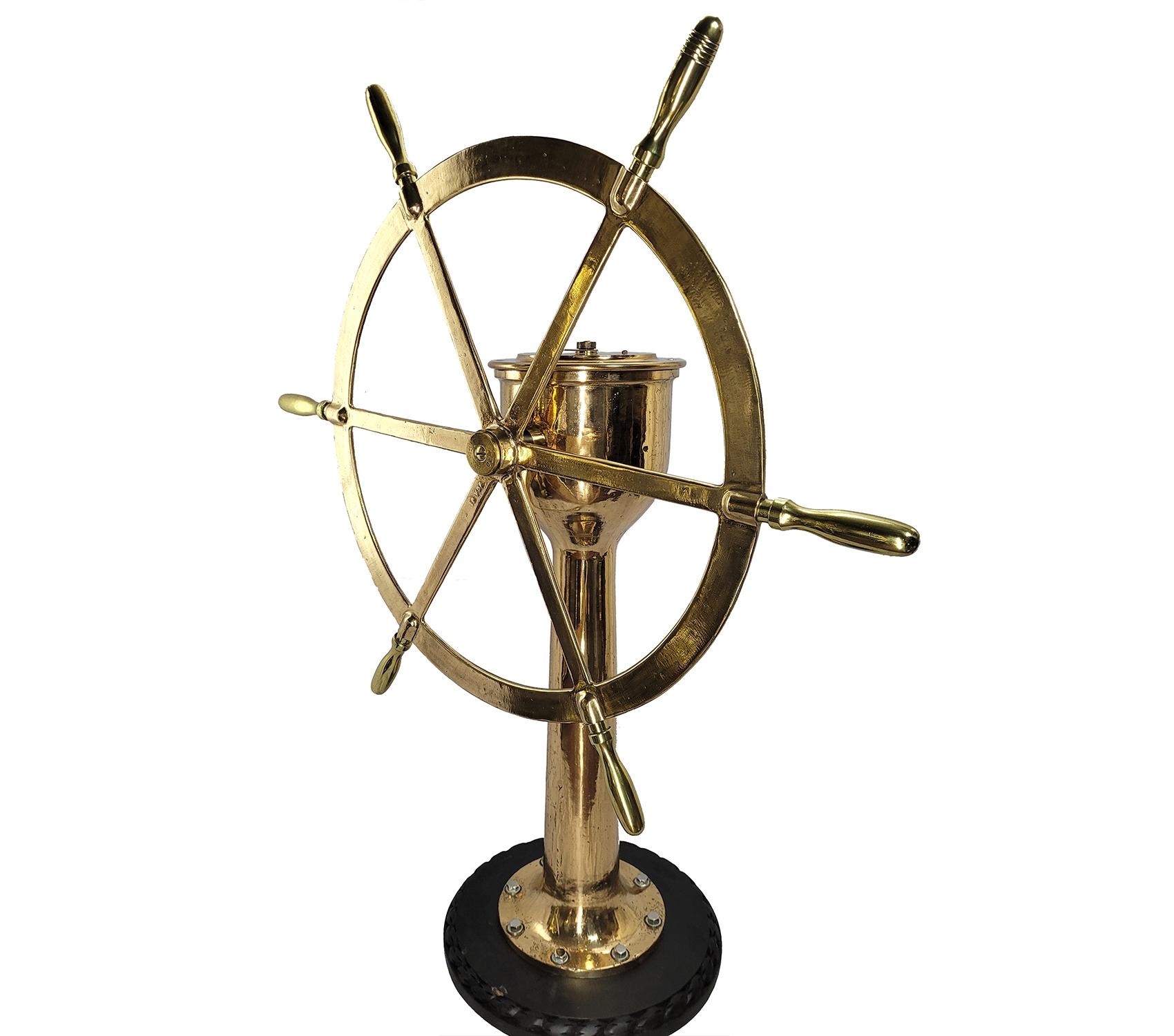North American Ships Wheel on Pedestal by American Engineering Company For Sale