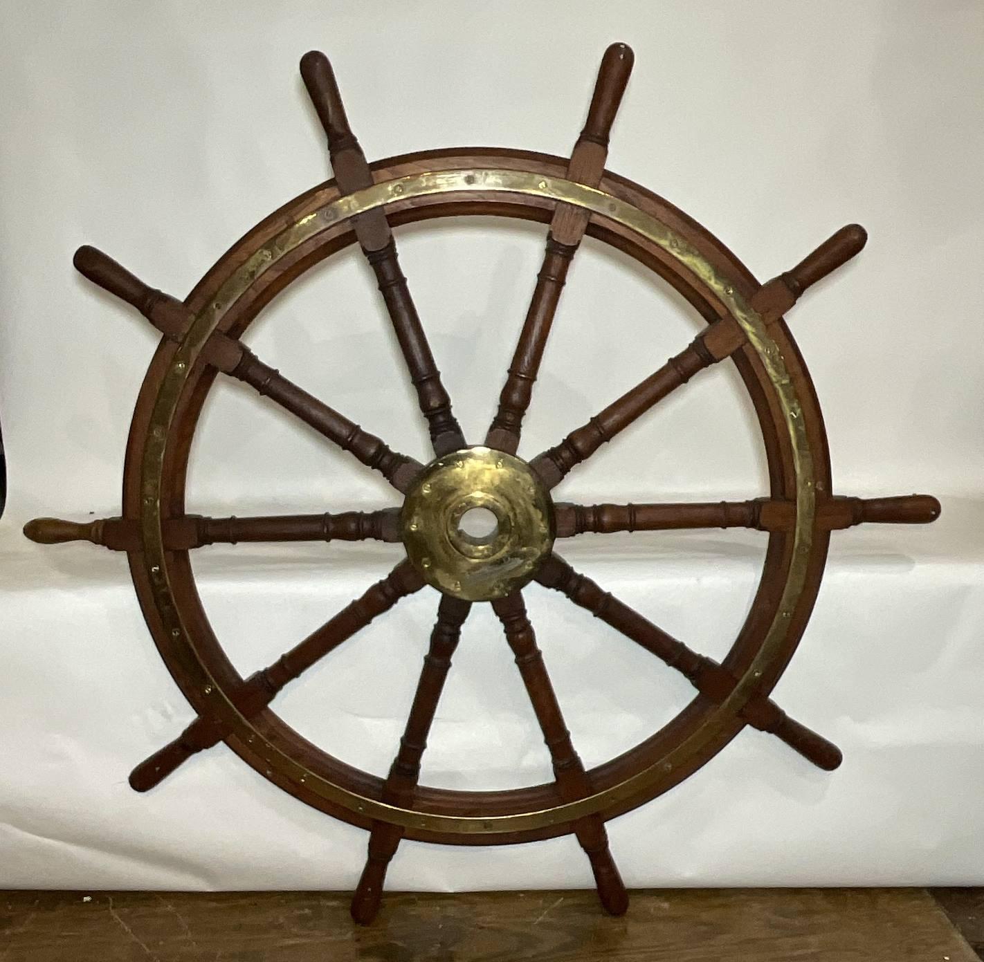 Ships Wheel that is Six Feet Round In Good Condition For Sale In Norwell, MA
