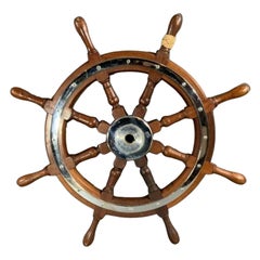 Vintage Ship's Wheel with Chrome Trim