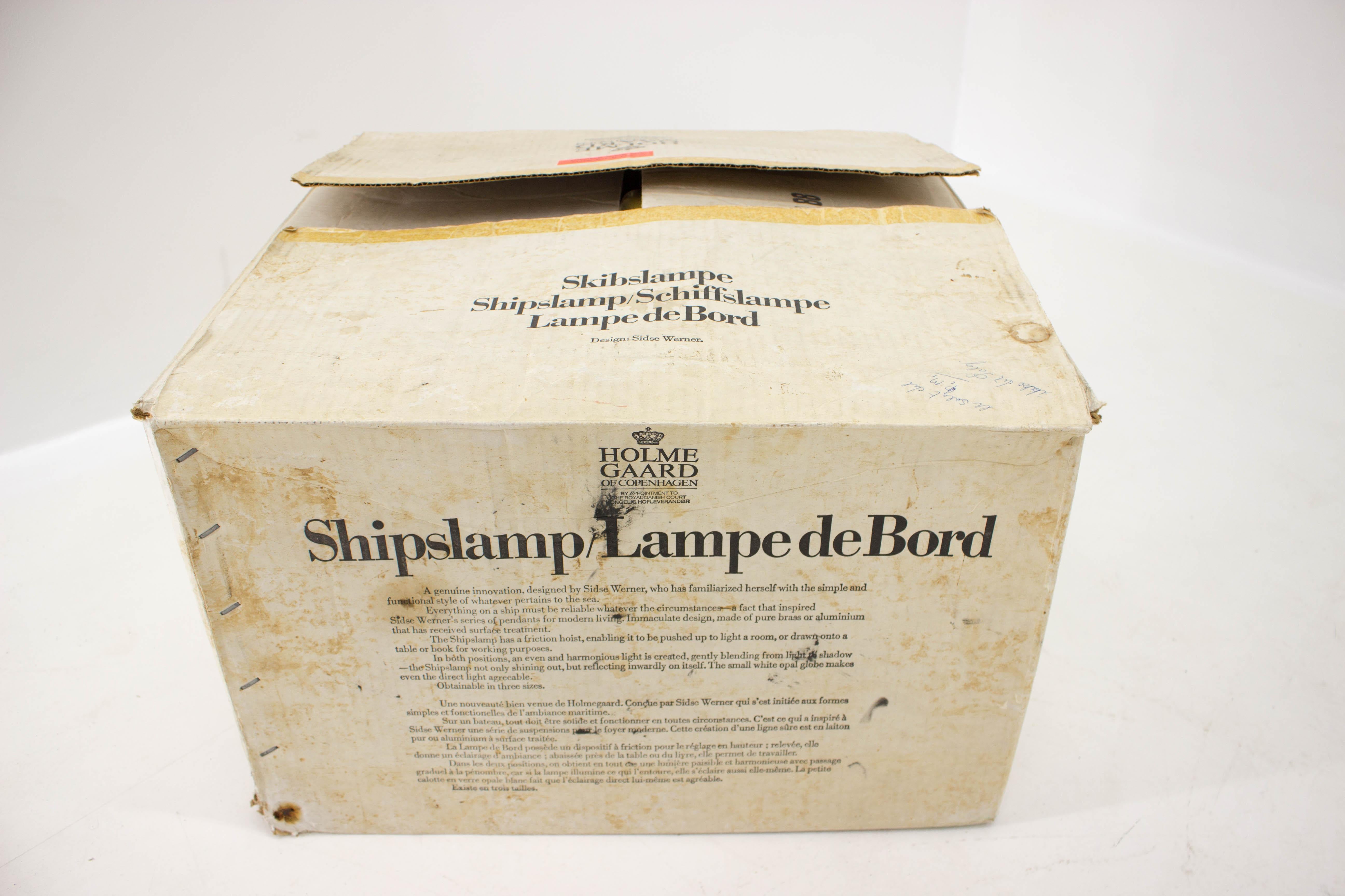 Shipslamp by Sidse Werner for Holmegaard, 1970s, Never Used For Sale 5