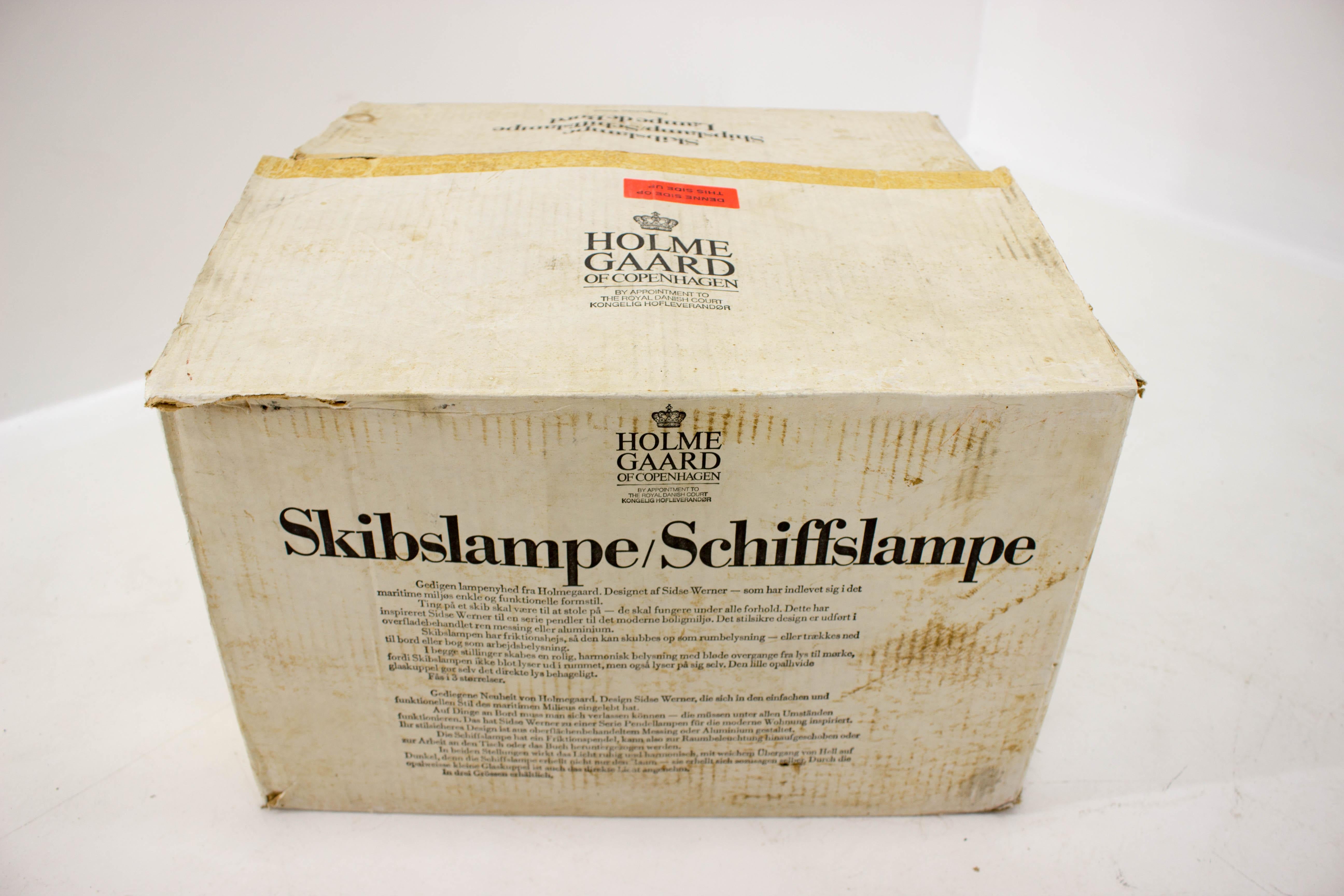 Shipslamp by Sidse Werner for Holmegaard, 1970s, Never Used For Sale 7