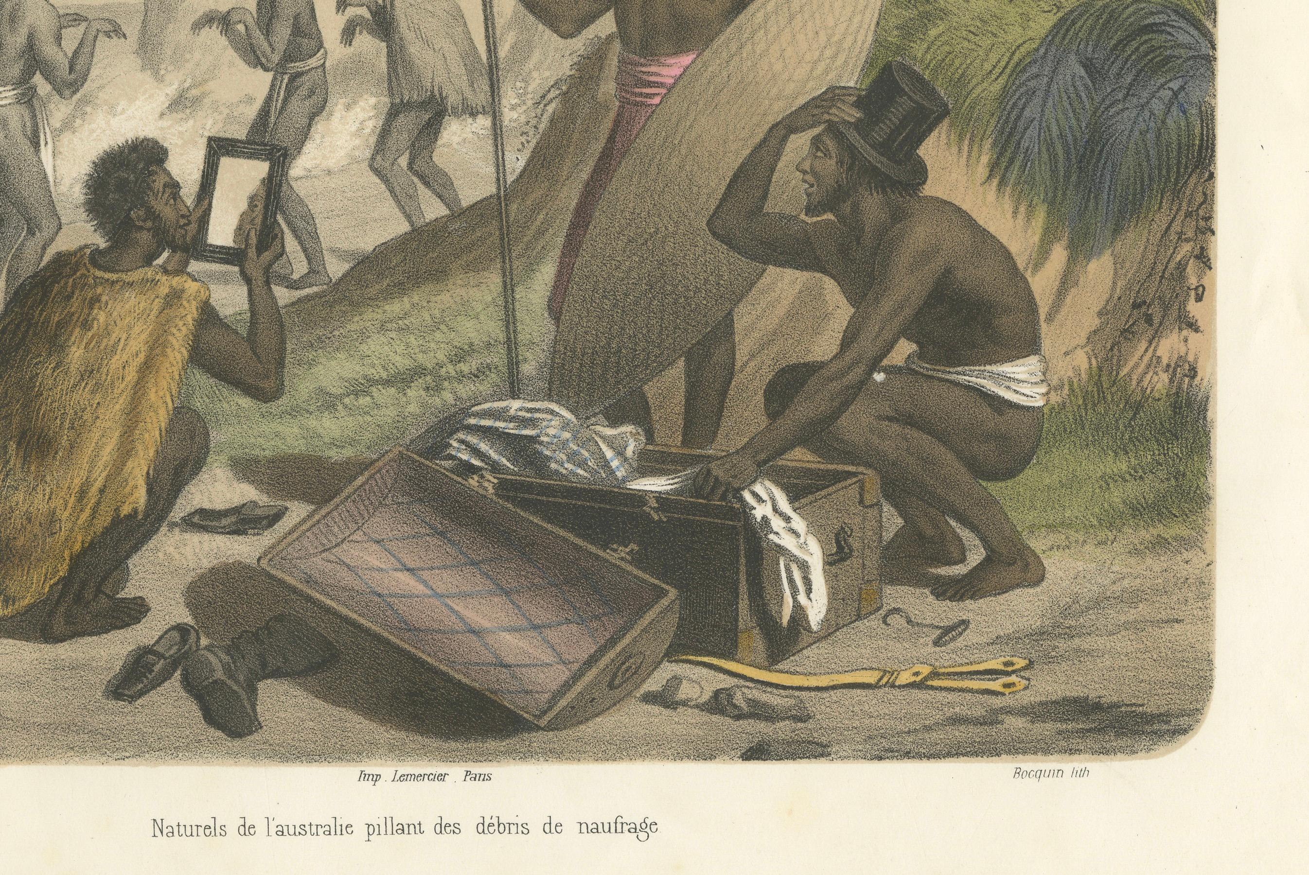 Shipwreck Scene in Melanesia – Islanders Salvaging Wreckage, c.1845