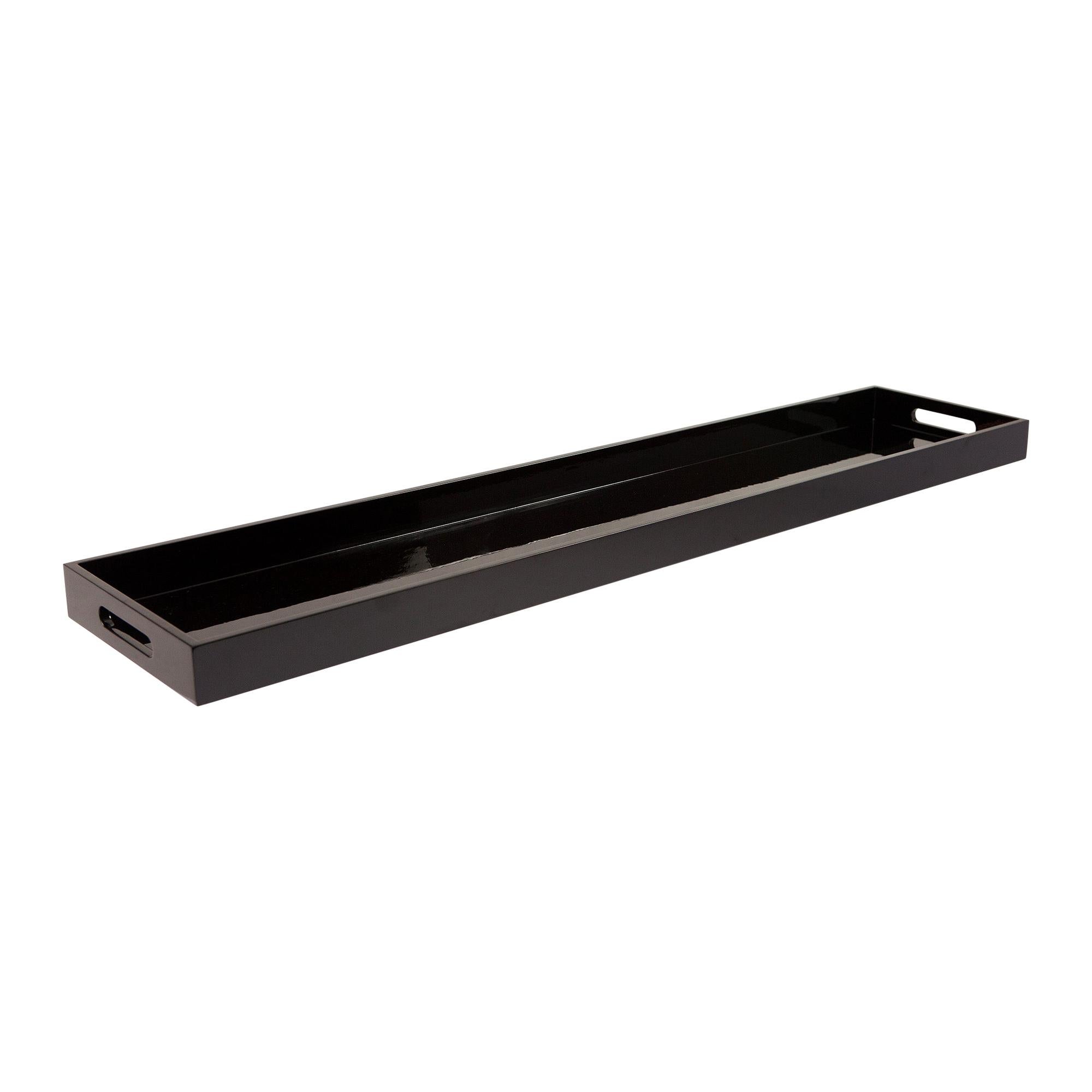 Black (QR-16960.BLACK.0) Shira Extra Long Lacquered Tray by CuratedKravet