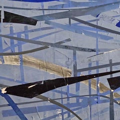 "Griglia blu" Pittura astratta, con gesso veneziano e pigmento su tela