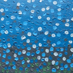 Blue Venetian plaster painting with dots by Shira Torenn - Sea Glass