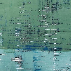 Large Green Venetian Plaster Modern Minimalist Painting by Shira Toren - Cactus