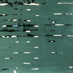 Drifting - forest green square venetian plaster modern monochrome painting