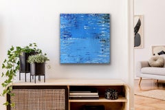 Square Venetian Plaster Modern Minimalist Painting by Shira Toren - Rising Blue