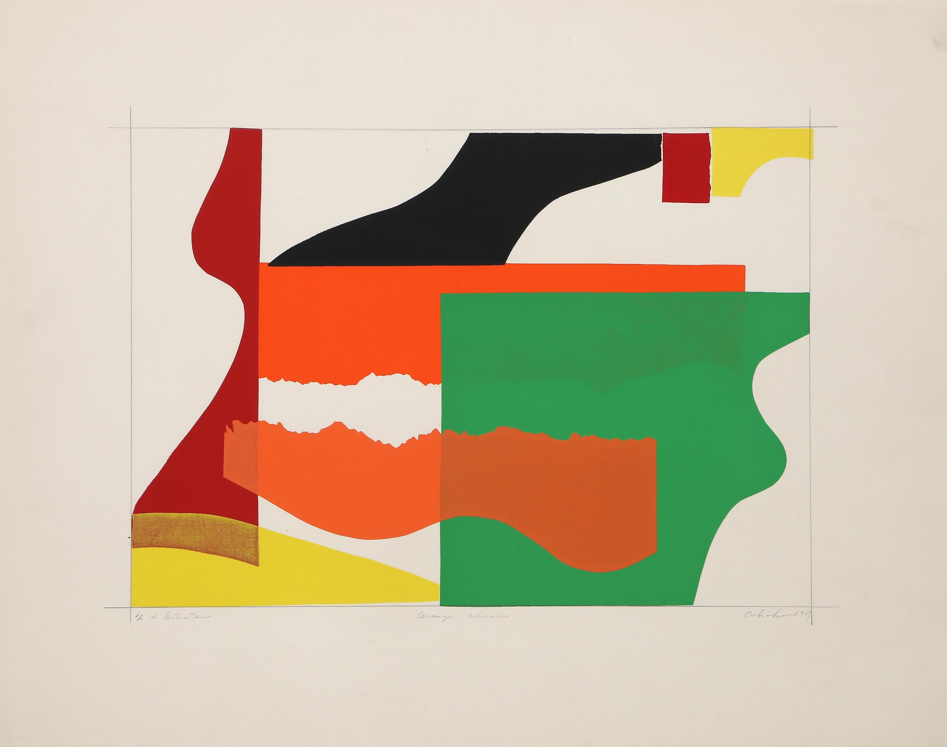 Nuvole arancioni, serigrafia moderna di Shirai Akiko in vendita 1