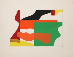 Orange Wolken, moderner Siebdruck von Shirai Akiko