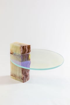 Shiraz side table - FMM  2024  Onyx & Dichroic Glass  46×60×12 cm  Handcrafted