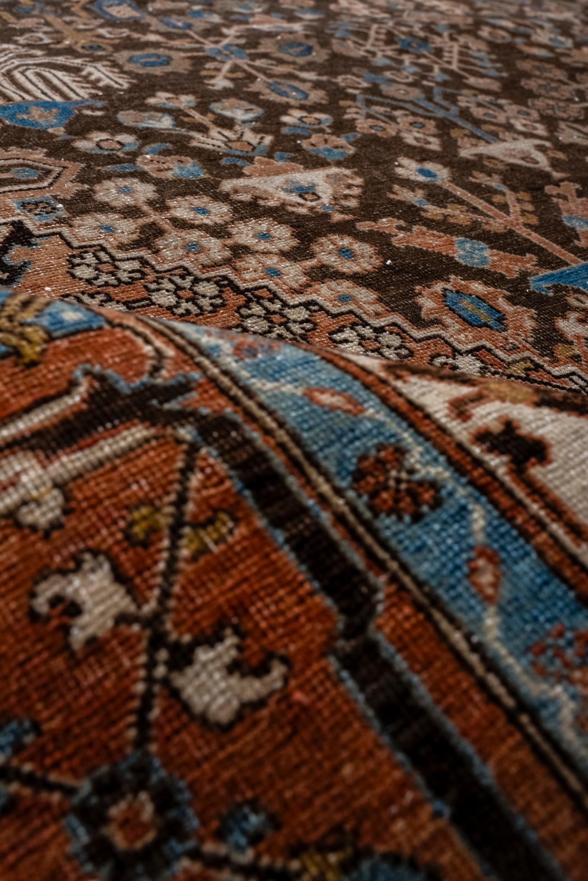 Shiraz Rug with Boteh Medallions, and Red and Blue Coloring For Sale 1