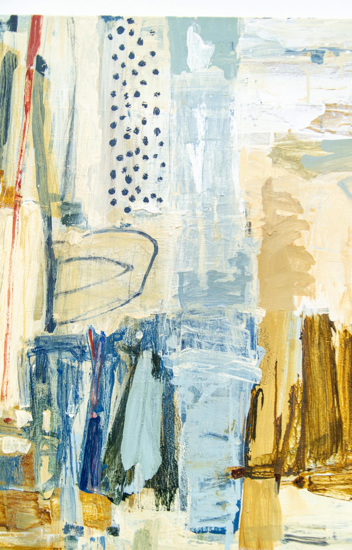Maqam/Place #4 - Blau, Weiß, Braun, Collage, Abstrakt, Acryl auf Leinwand im Angebot 1