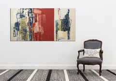 Saudade No 21 - bold, expressive, red, white, blue, abstract acrylic on canvas