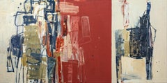 Saudade n° 21 - audacieux, expressif, rouge, blanc, bleu, acrylique abstraite sur toile