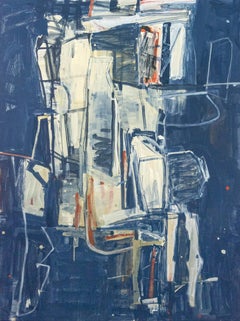 The Sum of All Parts No 23 - dynamic, blue, white, abstract acrylic on canvas