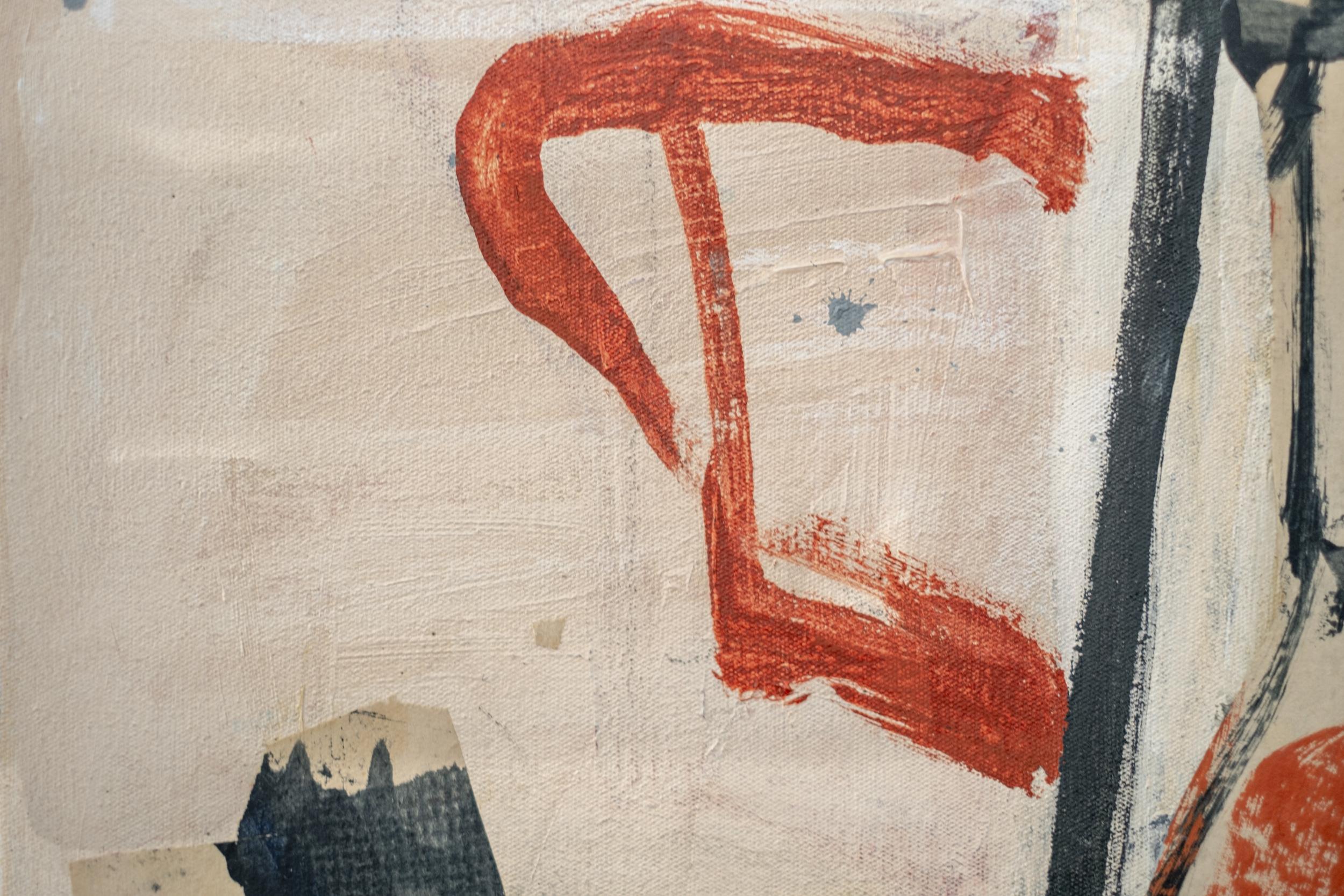 Wanderings/Suluk No 58 - pittura, astratto, gestuale, acrilico, pigmento, collage - Abstract Painting Beige di Shireen Kamran
