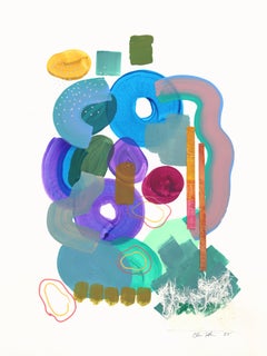 5,28 n° 21 - Peinture abstraite excentrique colorée sur papier