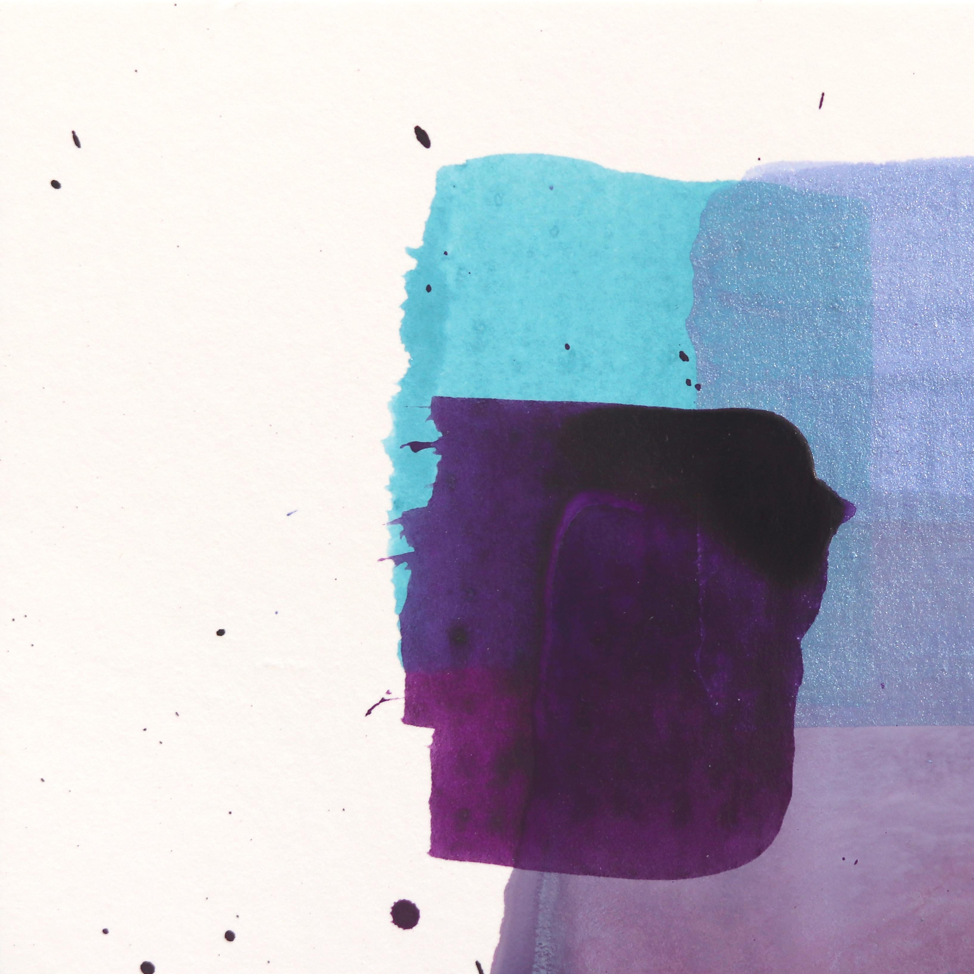 7.10.24 #19 - Pintura abstracta de tonos fríos y colores sobre papel - Painting de Shiri Phillips