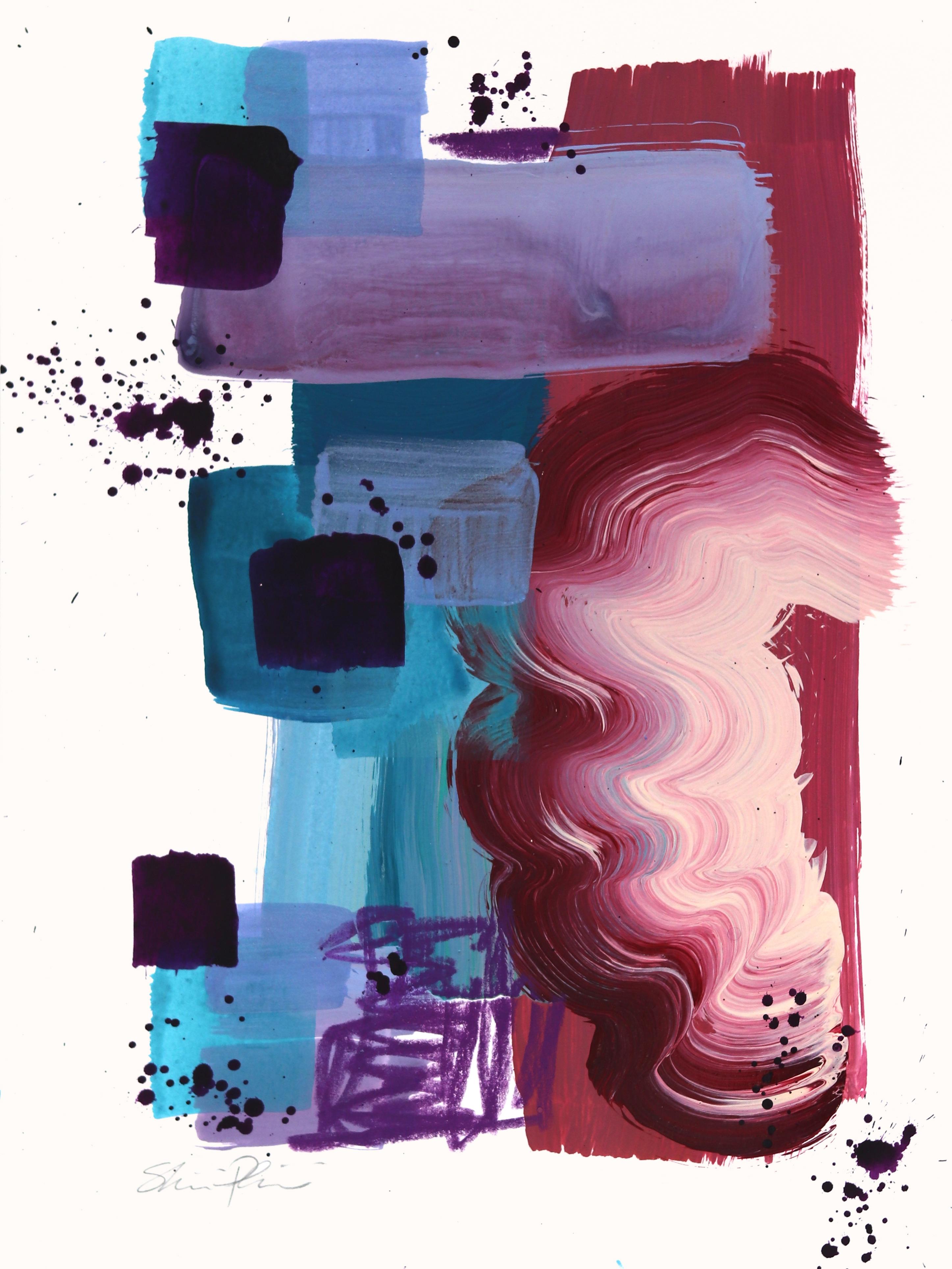 7.10.24 #19 - Pintura abstracta de tonos fríos y colores sobre papel