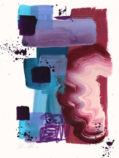7.10.24 #19 - Pintura abstracta de tonos fríos y colores sobre papel