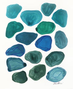 7.10.24 #2 - Jewel Tone Emerald Watercolor Minimalist Painting