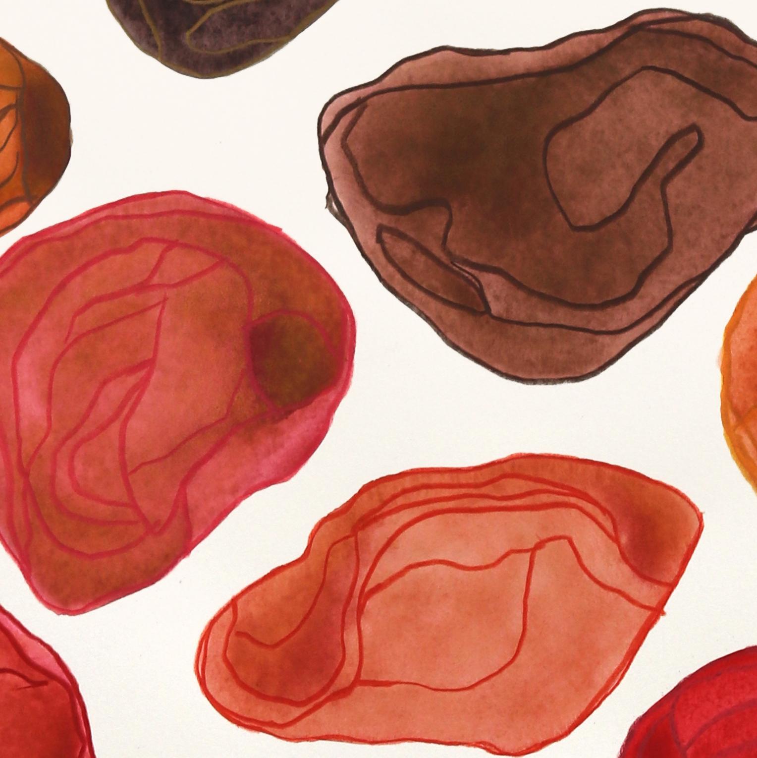 7.10.24 #21 - Original Vibrant Red Tone Abstract Mixed Media Kunstwerk auf Papier (Abstrakt), Mixed Media Art, von Shiri Phillips
