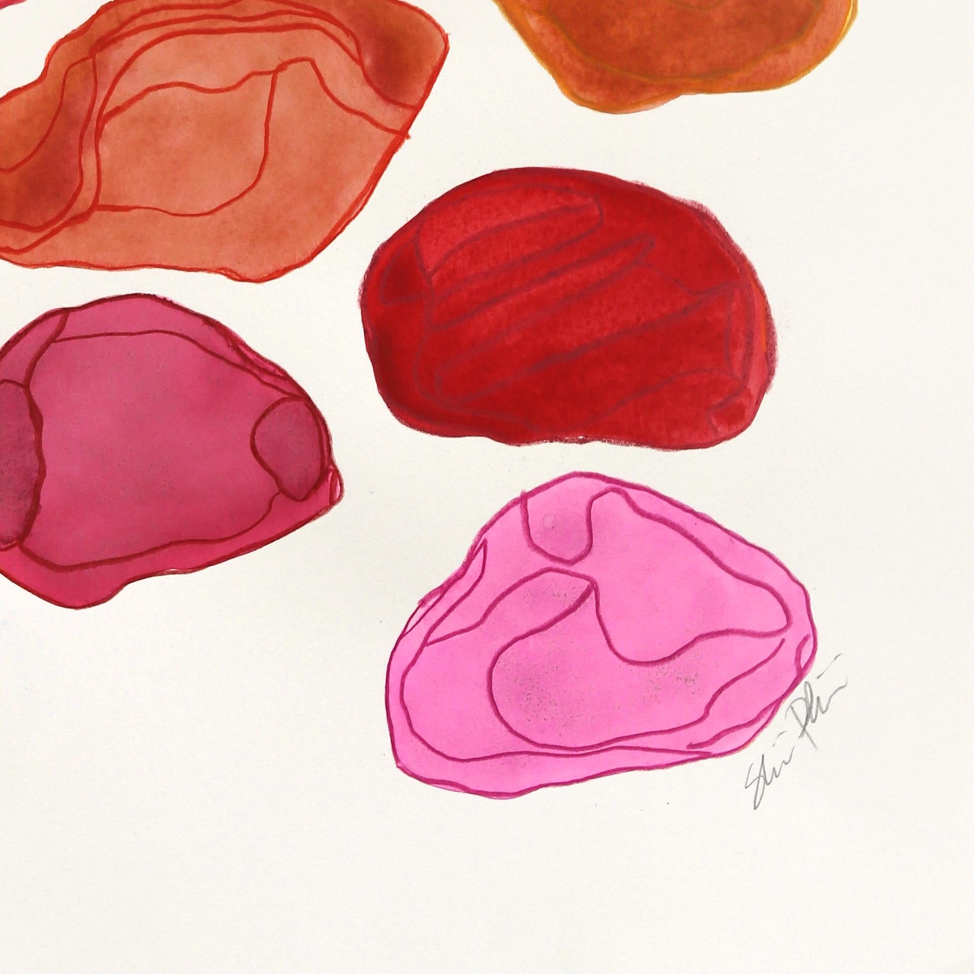 7.10.24 #21 - Original Vibrant Red Tone Abstract Mixed Media Kunstwerk auf Papier im Angebot 3