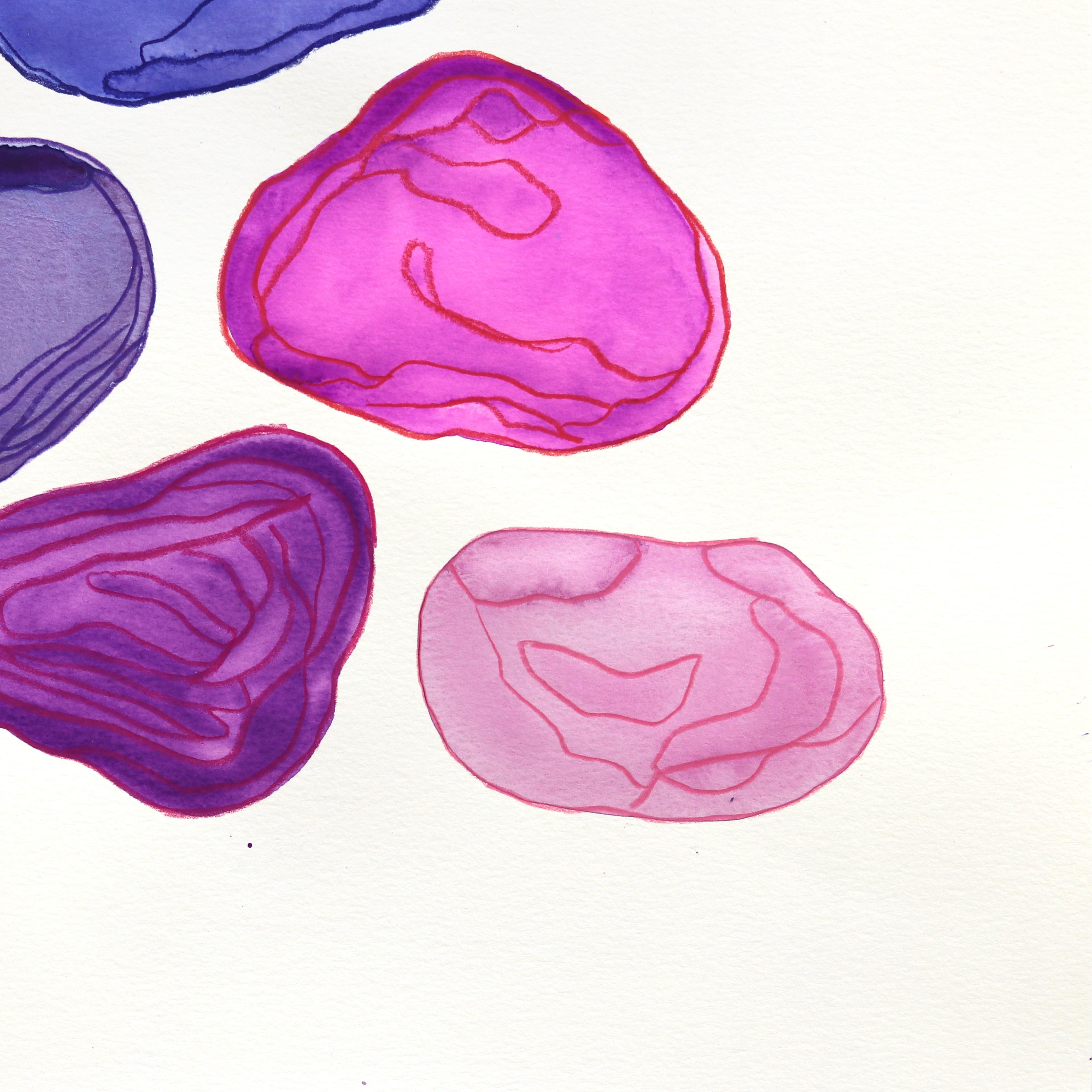 7.10.24 #23 - Pittura astratta multicolore su carta - Abstract Painting Grigio di Shiri Phillips