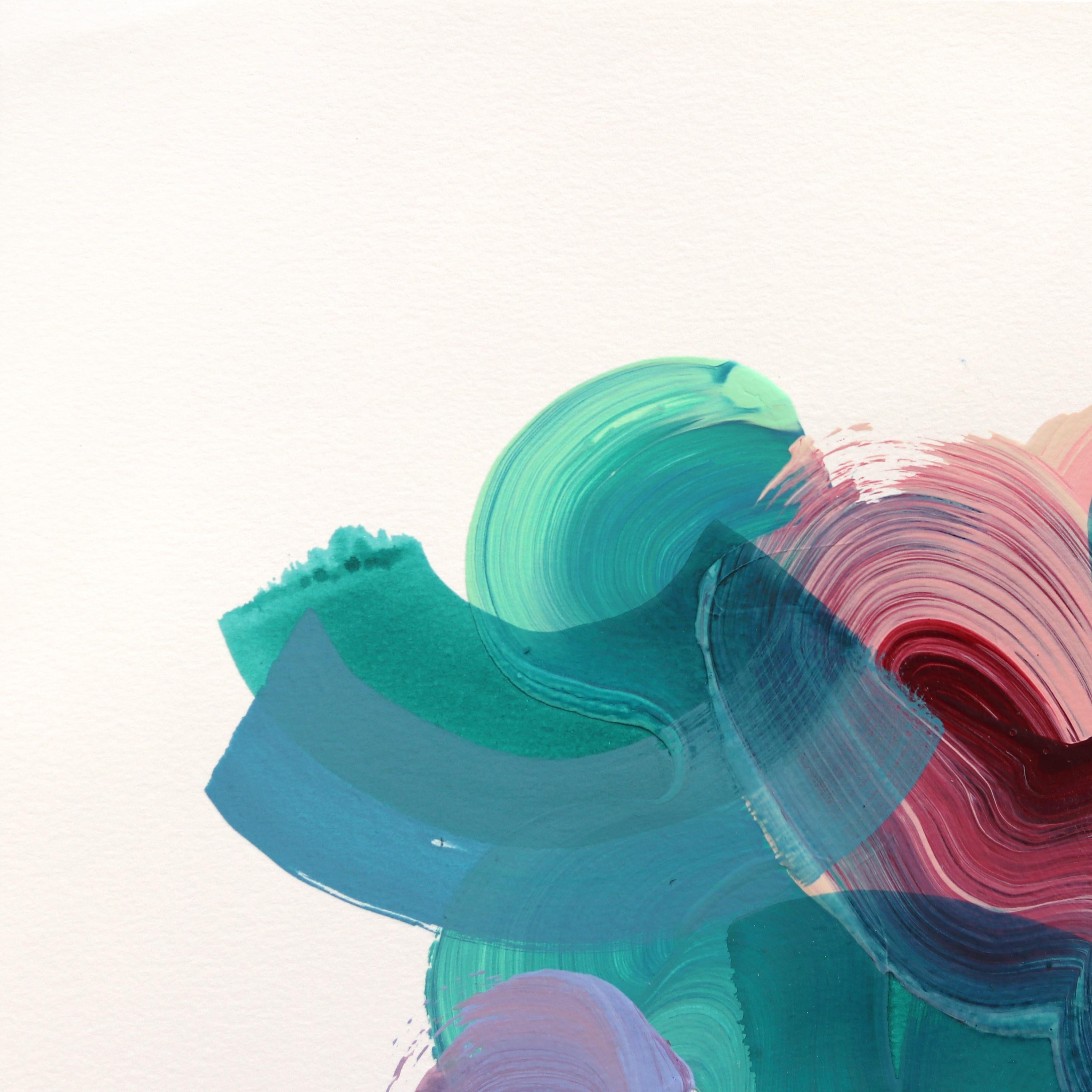 7.10.24 #24 - Pintura abstracta de colores en tonos fríos sobre papel - Art Abstracto de Shiri Phillips