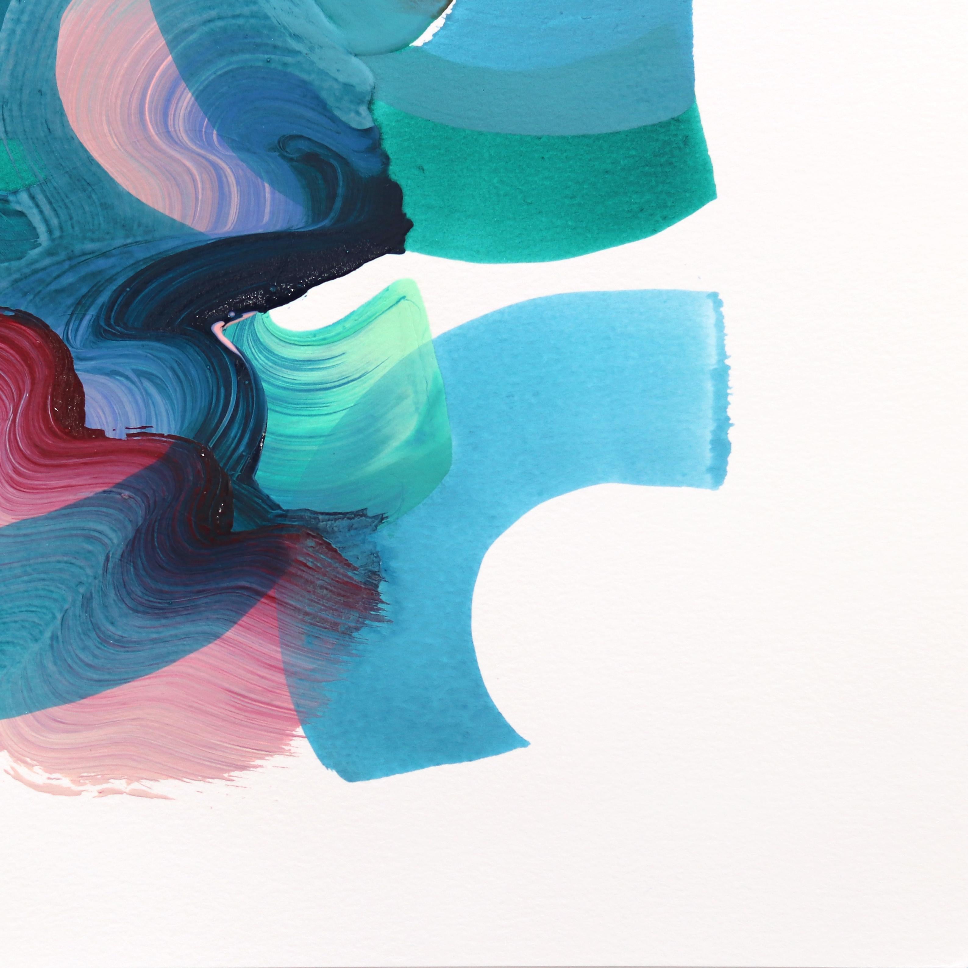 7.10.24 #24 - Pintura abstracta de colores en tonos fríos sobre papel en venta 2