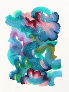 7.10.24 #24 - Pintura abstracta de colores en tonos fríos sobre papel