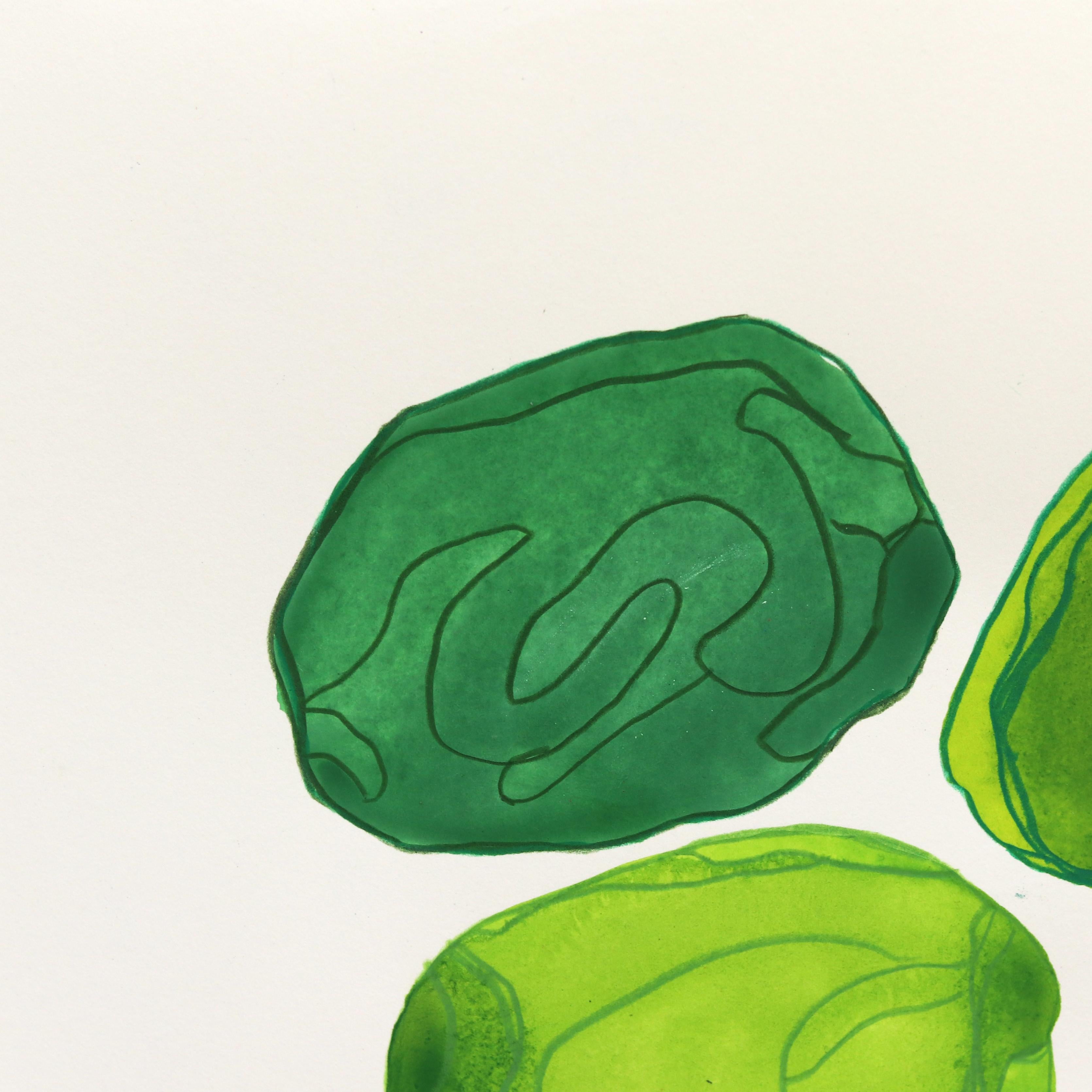 7.10.24 #4 - Original Blue and Green Abstract Mixed Media Artwork on Paper - Painting by Shiri Phillips